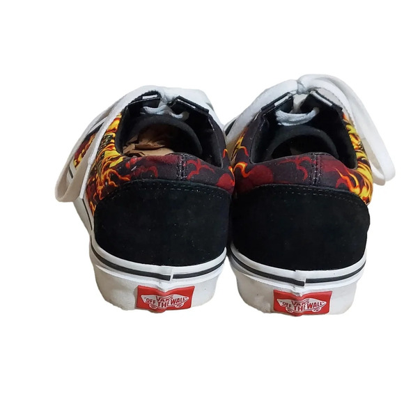 Van's Samurai Rising Old Skool Suede Canvas Black Red Yellow Flames Sneaker - Picture 10 of 15